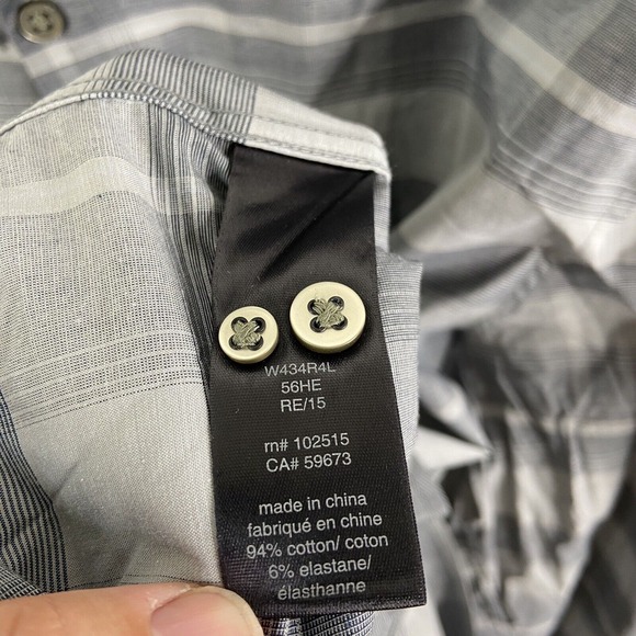 John Varvatos Luxe Button Up Dress Shirt Men's Large Cotton Long Sleeve Gray - Picture 5 of 5